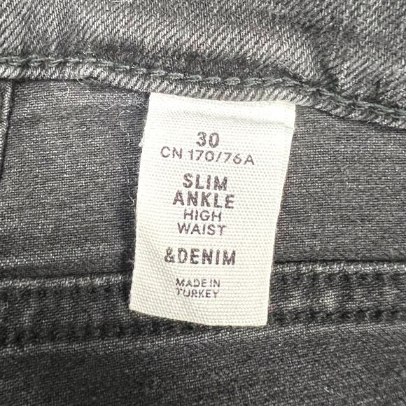 H&M & Denim Jeans Slim Ankle High-Waist Washed Black Grey Studded NEW Women's 30 - Picture 4 of 14